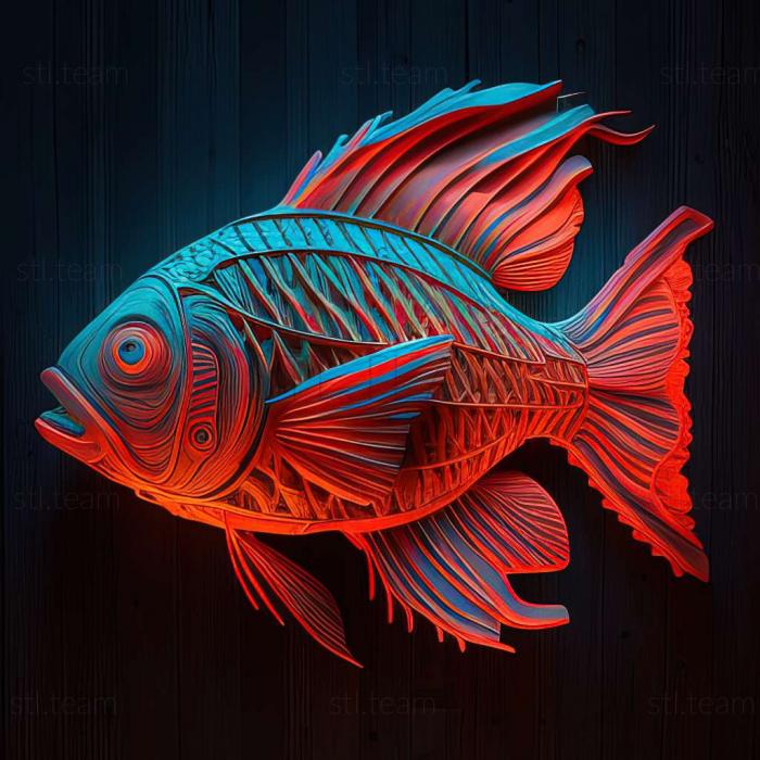 False red neon fish